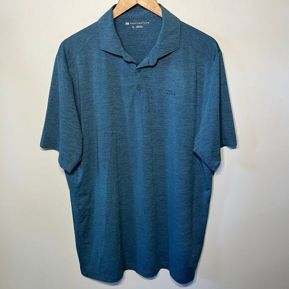 Travis Mathew Shirt Blue Heater Pro Polo Golf Sport Vacation Performance XL $110 - Picture 1 of 7